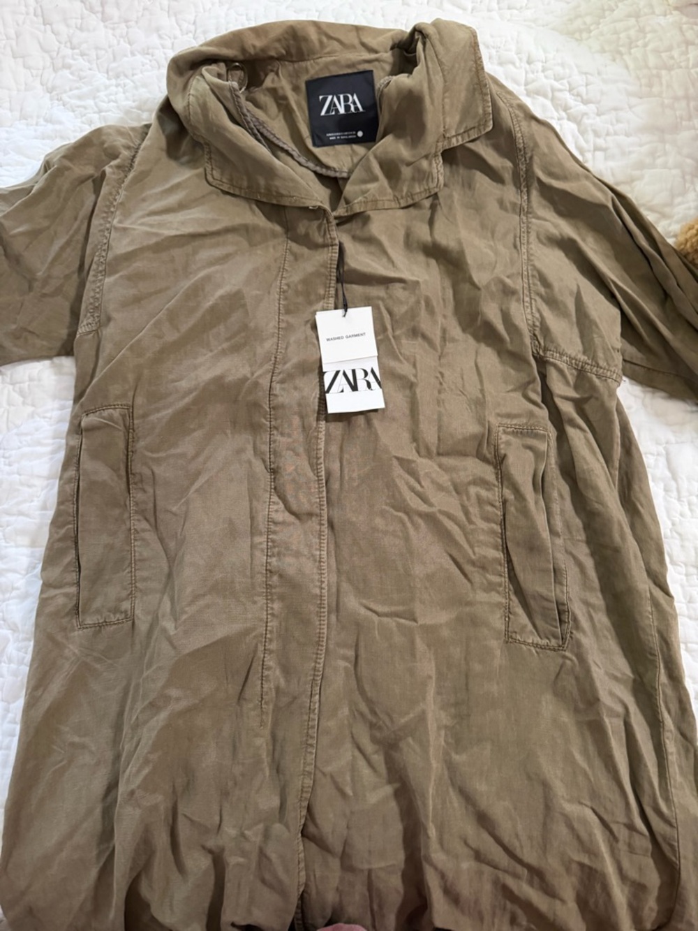 ZARA Tan Hooded Trench Coat